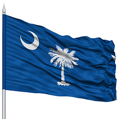 Image showing Isolated South Carolina Flag on Flagpole, USA state