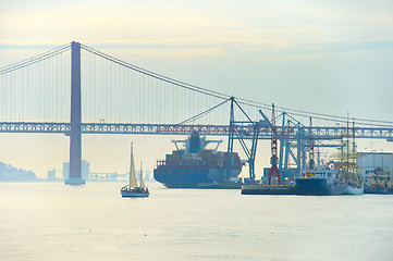 Image showing Lisbon commercial port, Portugal
