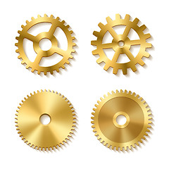 Image showing Set of realistic golden gears