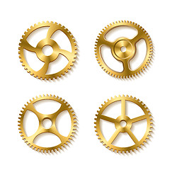 Image showing Set of realistic golden gears