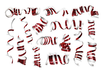 Image showing Festive red ribbons