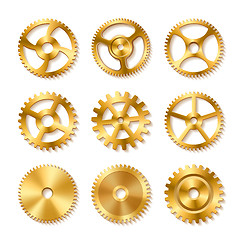 Image showing Set of realistic golden gears