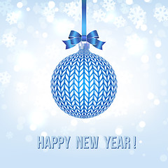 Image showing Blue Knitted Christmas Ball