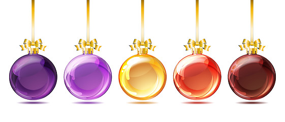 Image showing Set of bright glass christmas balls