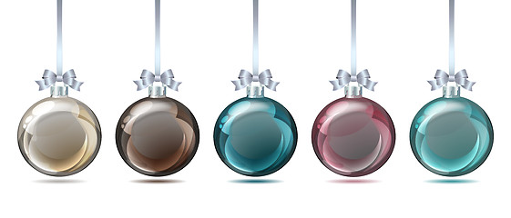 Image showing Set of pastel colored Christmas balls