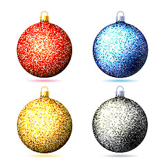 Image showing Set of colored sparkling glitter Christmas balls .