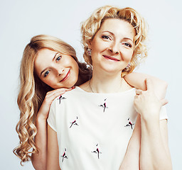 Image showing mother with daughter together posing happy smiling isolated on w