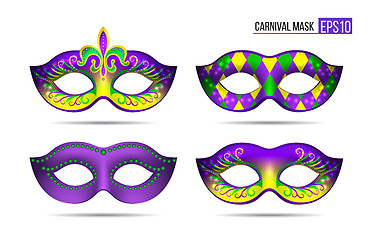Image showing Set of Mardi gras masks