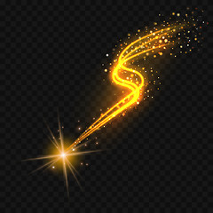 Image showing Gold Falling star with glittering trail.