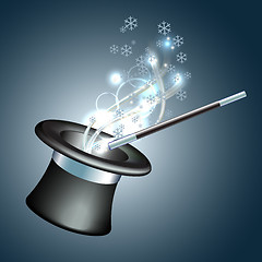 Image showing Magical hat with the glow and snowflakes