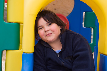 Image showing Girl In Playground Equipment