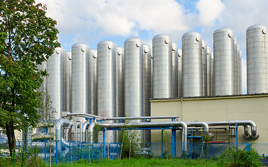 Image showing Water storage tanks in eco-friendly industrial sewage treatment 