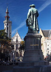 Image showing statue Jean Van Eyck Square Bruges Belgium