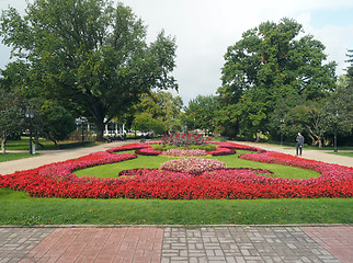 Image showing editorial Vermanes Garden park by National Opera Riga Latvia