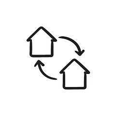 Image showing House exchange sketch icon.