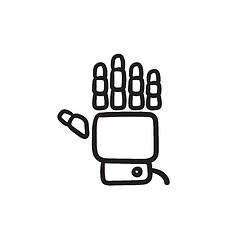 Image showing Robot hand sketch icon.