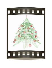 Image showing Christmas tree concept. 3d illustration. The film strip.