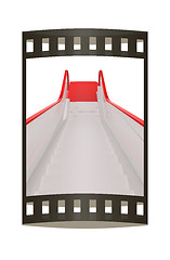 Image showing Single escalator. 3d illustration. The film strip.