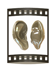 Image showing Ear model. 3d illustration. The film strip.