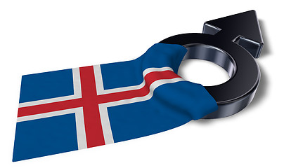 Image showing mars symbol and flag of iceland - 3d rendering