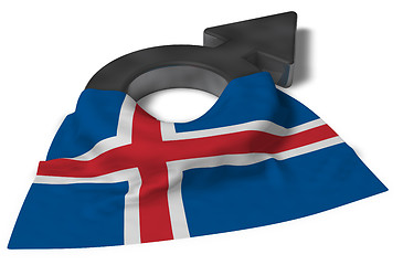 Image showing mars symbol and flag of iceland - 3d rendering