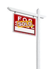 Image showing Left Facing Sold For Sale Real Estate Sign Isolated on a White B