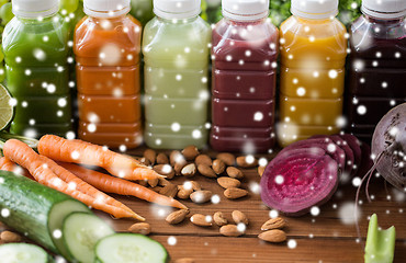 Image showing bottles with different fruit or vegetable juices