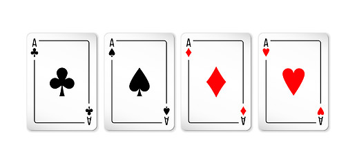 Image showing Set of four aces deck of cards