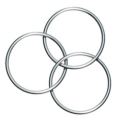 Image showing Three linking metal rings for showing magic trick.