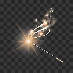 Image showing Magic wand with magical gold sparkle trail