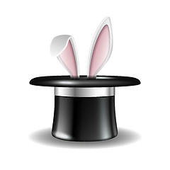 Image showing White rabbit ears appear from the magic hat