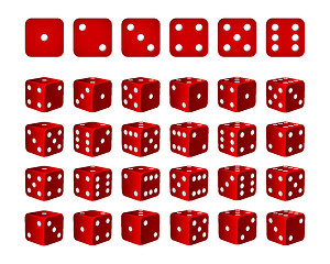 Image showing Set of 24 icons of dice in all possible turns