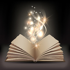 Image showing Open book with mystic bright light