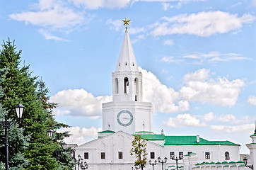 Image showing Spassky Tower of the Kazan Kremlin with a clock