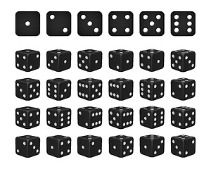 Image showing Set of 24 icons of dice in all possible turns