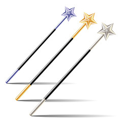 Image showing Set of Magic Wands with stars