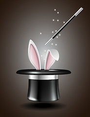 Image showing White rabbit ears appear from the magic hat