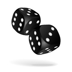 Image showing Black dice with white pips on the white background