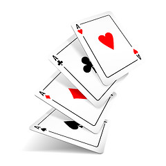 Image showing Set of four aces deck of cards