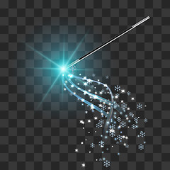 Image showing Magic wand with flying snowflakes