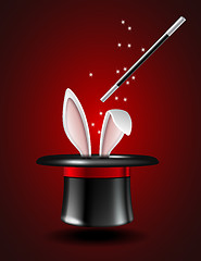 Image showing White rabbit ears appear from the magic hat