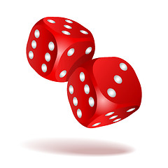 Image showing Red dice with white pips on the white background