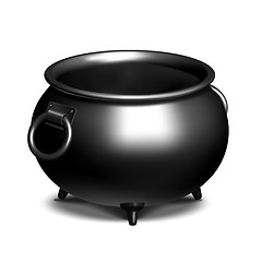 Image showing Vintage Empty black iron cauldron