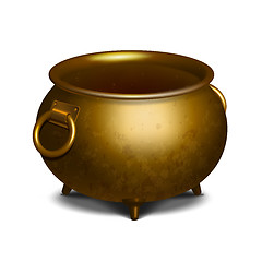 Image showing Vintage Empty golden cauldron