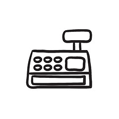 Image showing Cash register machine sketch icon.