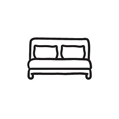 Image showing Double bed sketch icon.