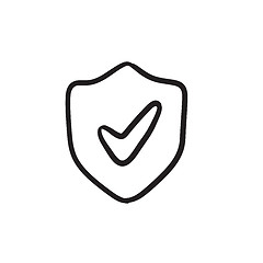 Image showing Shield with check mark sketch icon.