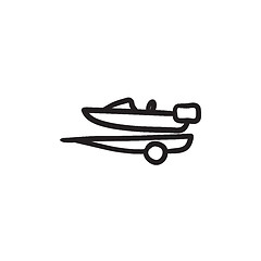 Image showing Boat on trailer for transportation sketch icon.