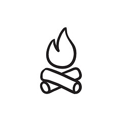 Image showing Campfire sketch icon.