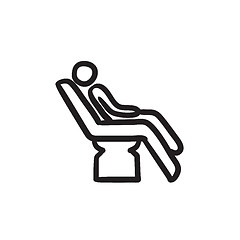 Image showing Man sitting on dental chair sketch icon.